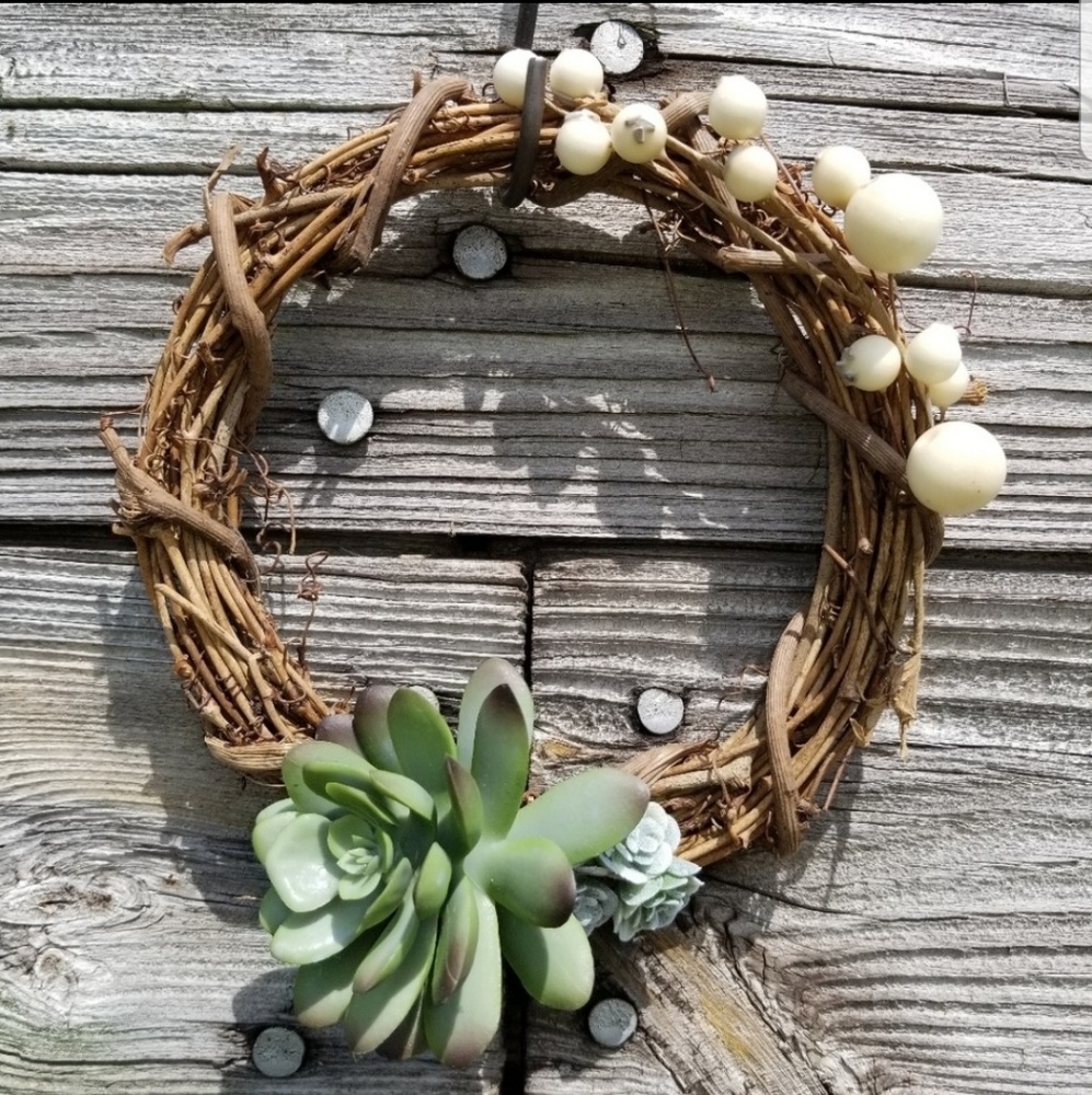 6" Succulent Wreath With Berries